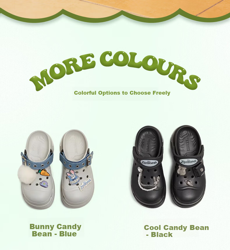 Tianmeiyi Zootopia Collaboration Jelly Bean Clog Women's Thick Sole Height Increasing Open Toe Sandals 6