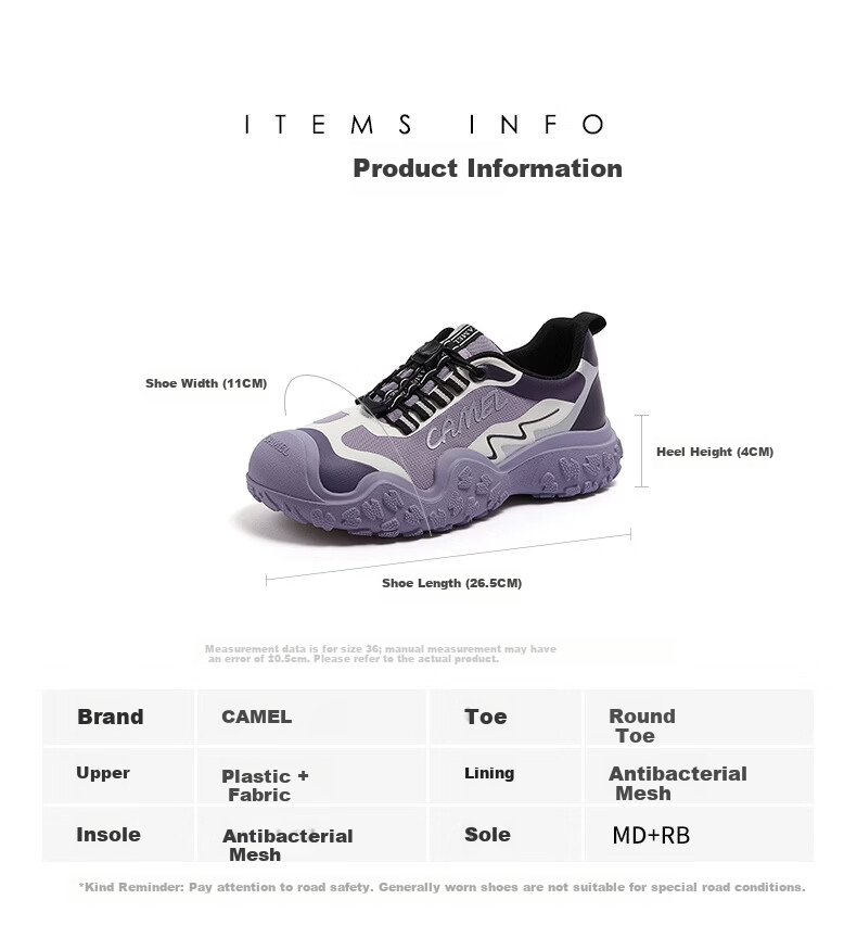 CAMEL Mecha 3rd Generation Cute Ugly Women's Lightweight Outdoor Hiking Casual Shoes L26S202020 Pink Size 38 33