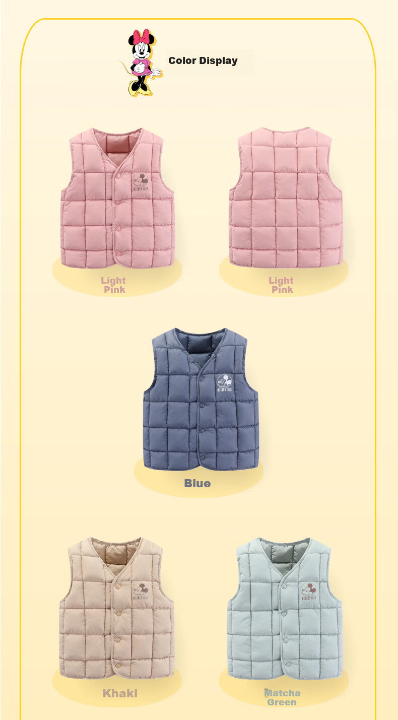 Disney Kids Cotton Vest Spring Autumn Winter Boys Girls Inner Wear Casual Outerwear Blue 150 8