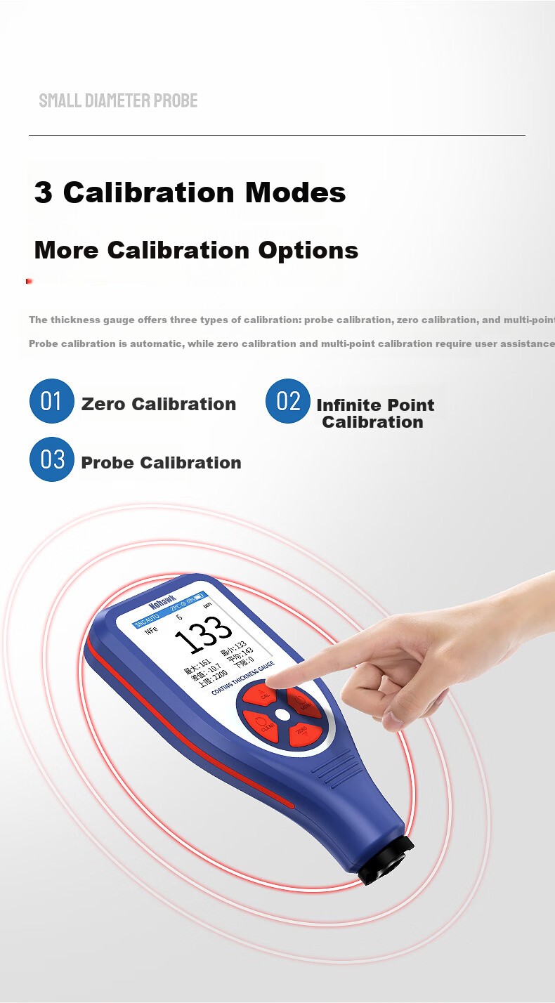 Nohawk NT-2S Coating Thickness Gauge for Paint Film Measurement on Iron and Aluminum Substrates (Color Screen, Lithium Battery, Storage) 13