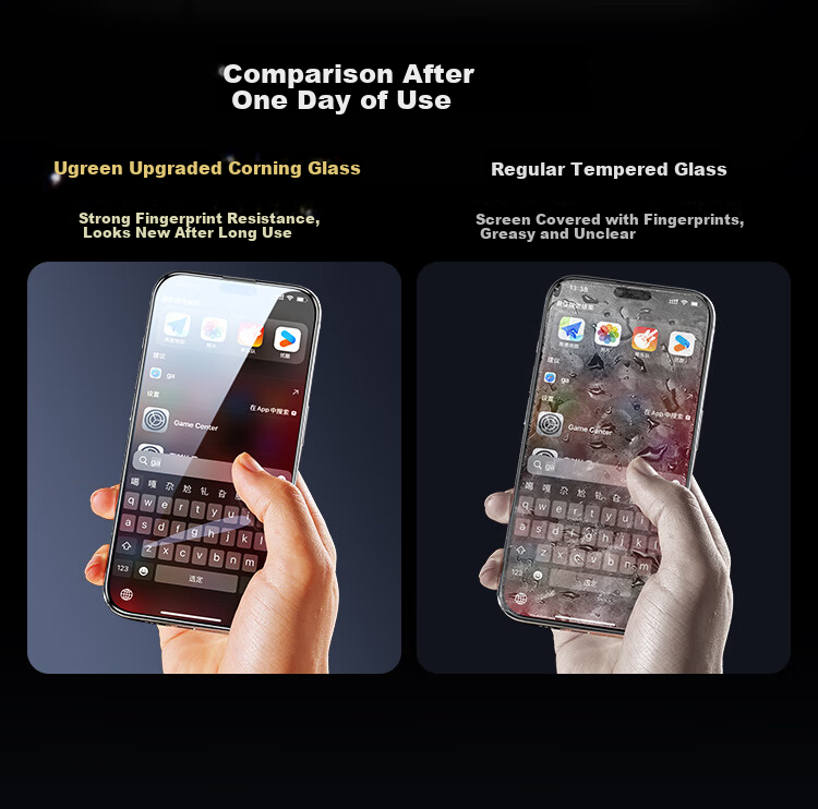 Ugreen [Authorized US Import Corning Pro] Tempered Glass Screen Protector for iPhone 16 Pro Max, Full Coverage, Anti-Fingerprint, Drop Protection, Dustproof 23