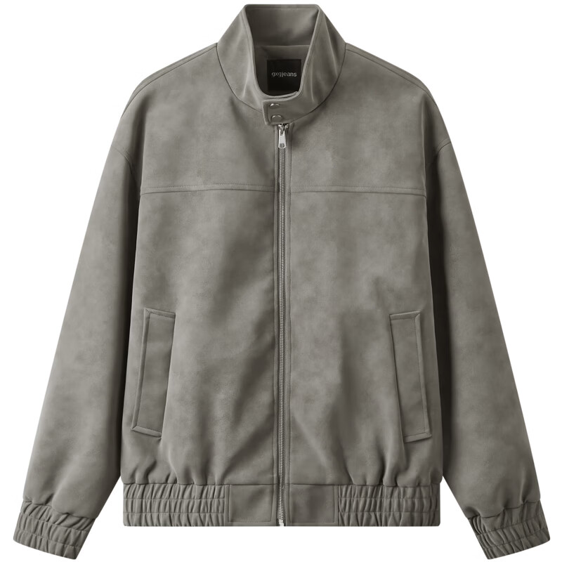 Gxgjeans Men's Simple American Vintage Loose Stand Collar Jacket Coat 25 Autumn New Gray 190/XXXL