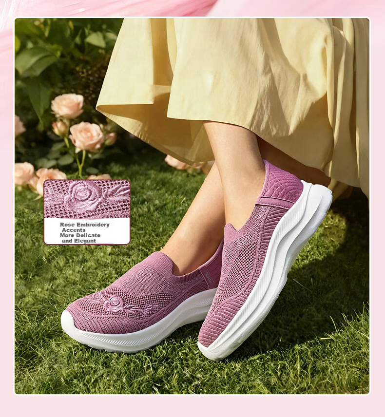 Zulijian Elderly Soft Sole Casual Walking Shoes Holiday Gift Rose Mom Shoes 26116010T Lotus Pink Women Size 36 9