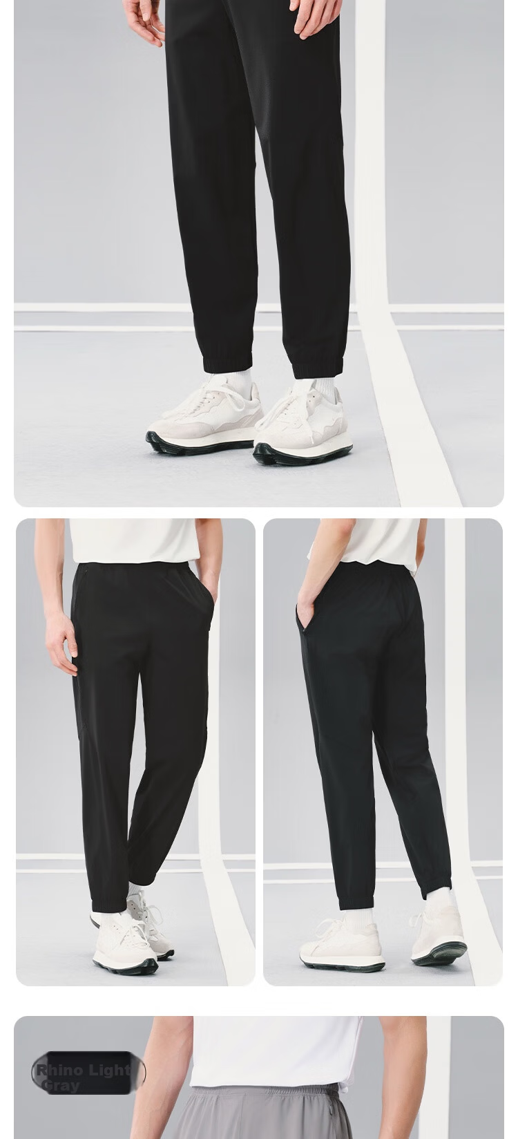 JD Jingzao Quick-Dry Men's Sports Pants Fitness Long Straight Elastic Jogger Sweatpants Rhino Gray L 11