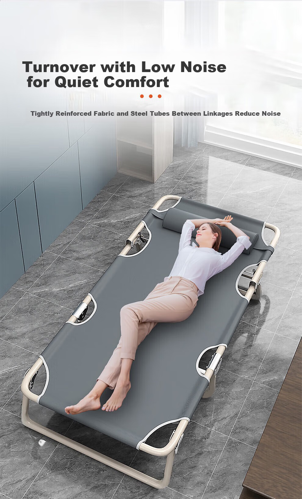 Jiuchangu Folding Bed Single Office Nap Bed Medical Care Bed Extra Wide Gray 4345 4