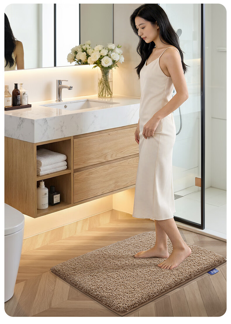 Da Jiang Small Blue Removable Washable Floor Mat Bathroom Door Water Absorption Foot Mat Toilet 50x80cm Carpet Surface Only 1 Piece 4