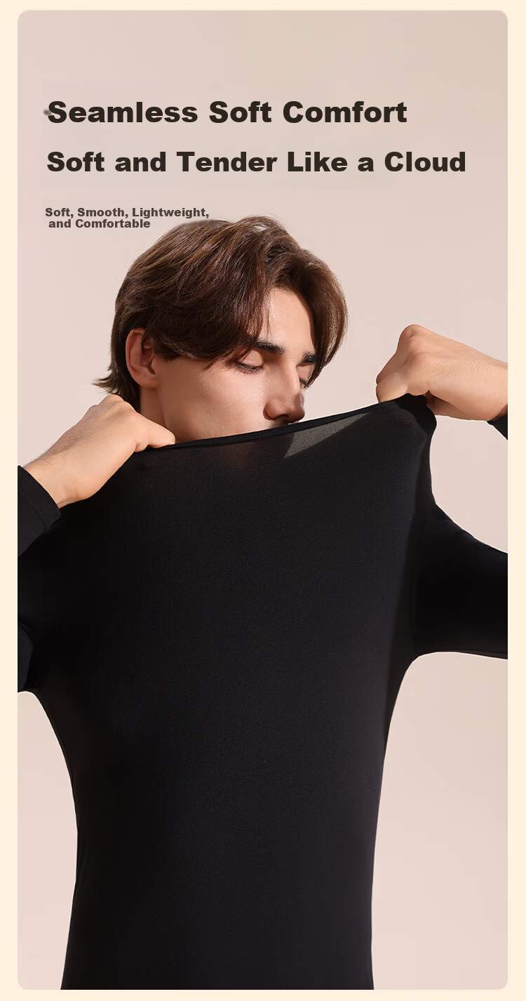 Langsha Autumn Winter Antibacterial Thermal Men's Heating Moisturizing Hyaluronic Acid Base Layer Ultra-thin Seamless Thermal Underwear Set 12