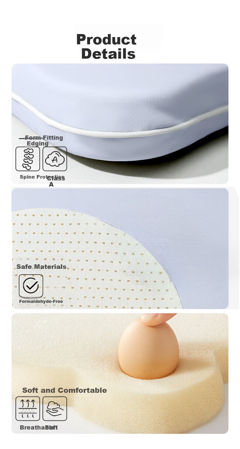 Baoshi Children's Pillow Baby Infant Silicone Shaping Pillow Breathable Newborn Washable Pillow 0-6-12 Months Pink-Blue 9