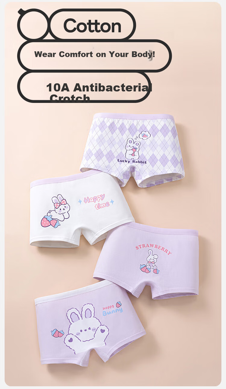Hodo Girls' Underwear Baby Girls' Boxer Briefs 10A Antibacterial Cotton Comfortable Breathable Baby Underwear 4-Pack 2