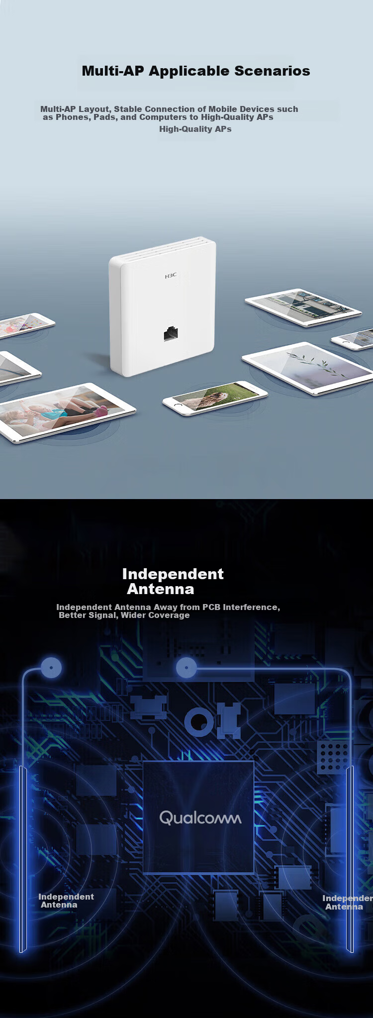 H3C Whole-Home WiFi 6 Router Gigabit Dual-Band 3000M Enterprise Wireless AP Panel AC+AP1 to 4 Set AP3000L-U*4+AC1109L-P-U with Installation 5
