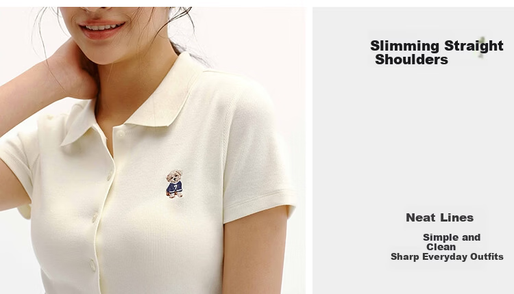 Semir Mall Same Style | Women's Summer Polo Shirt with Puppy Embroidery, Slim Fit, Straight Shoulder 2026 Simple Cardigan 101326115008 9