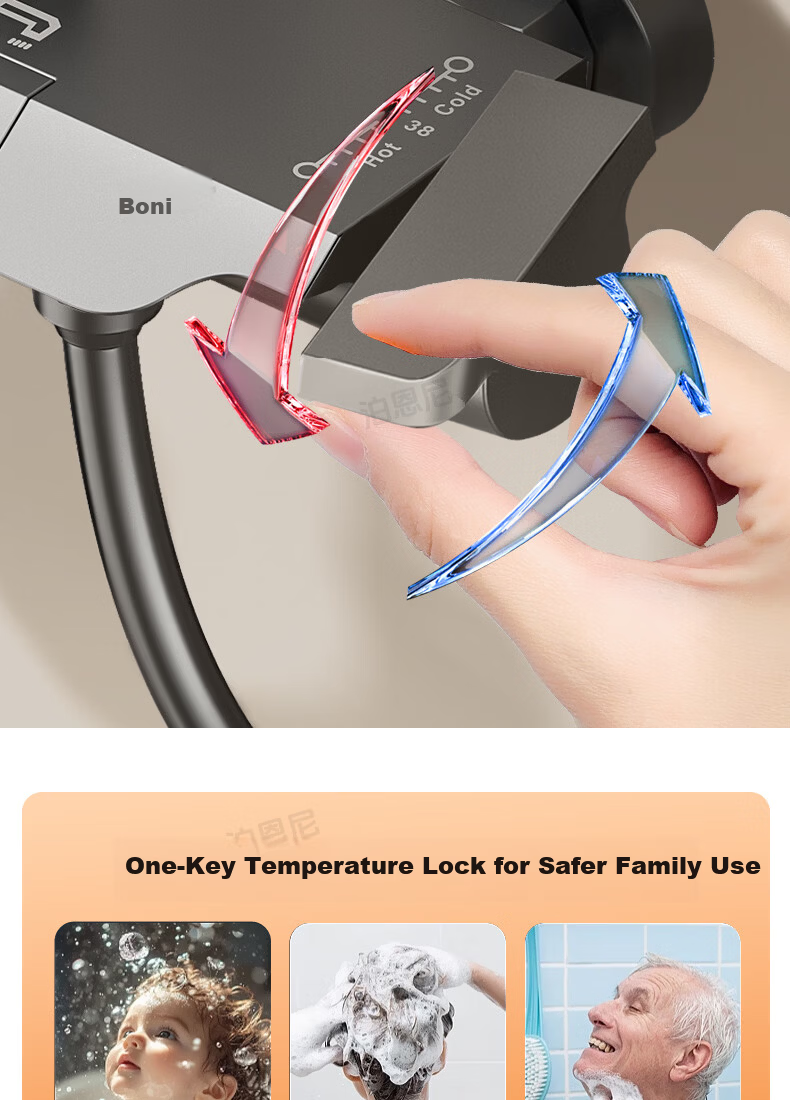 BOONEN Integrated Shower Set with Pressure Boosting, Smart Thermostatic Control, Spray Gun Faucet, Complete Bathroom Shower System 6