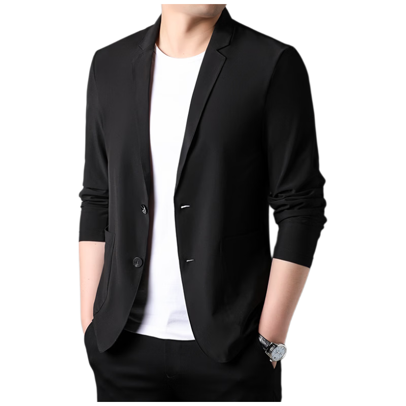 TUCANO Men's Summer Ice-Feel Anti-UV Blazer Suit Jacket Professional Business Casual Top Black XL