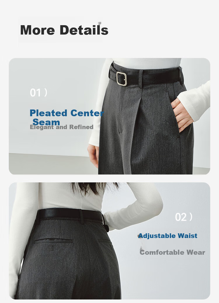 JD Original Women's Suit Pants, Autumn New Style, Slimming Casual Trousers, Wide-Leg Dress Pants with Stretch in All Directions, Gray, XL 13