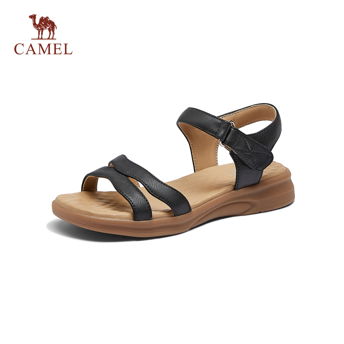 CAMEL Women's Sandals Relaxed Breathable Versatile Outdoor Beach Casual Shoes L26M504059 Black Size 35