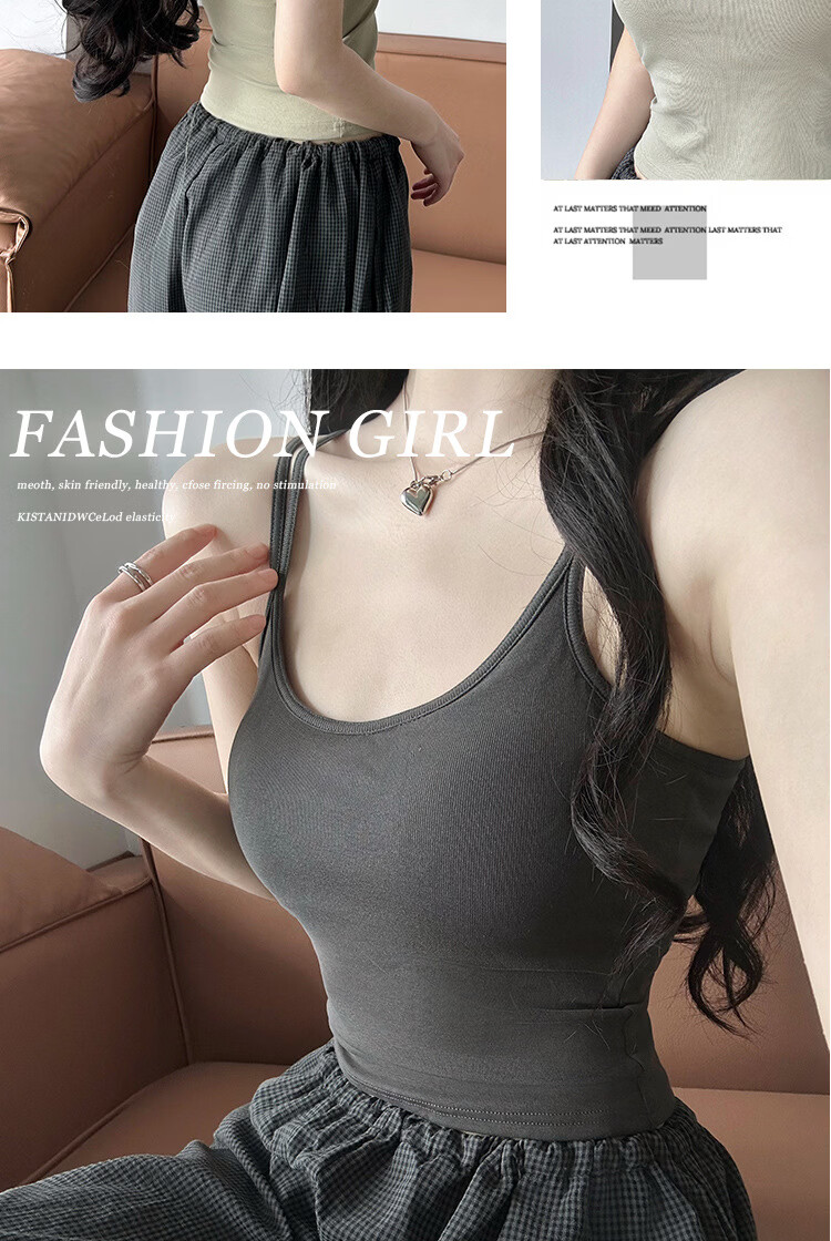 Langsha White Camisole Vest for Women 2026 New Slim Fit Outerwear with Chest Pad, Beautiful Back Cotton Yoga Base Shirt 6