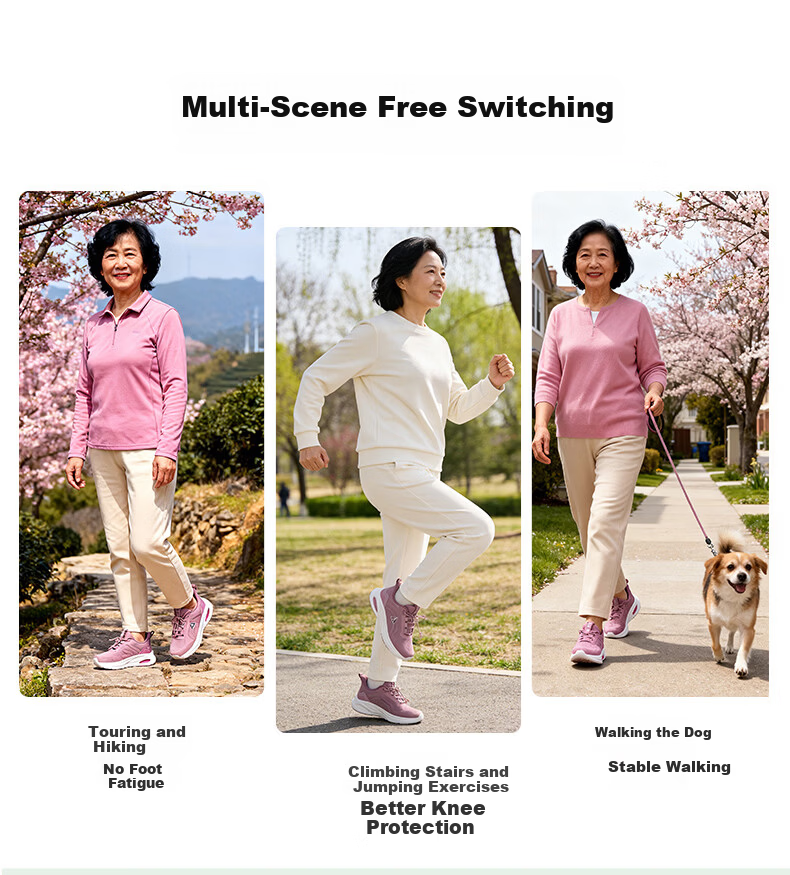 Zulijian Elderly Spring Sports Walking Shoes Casual Shock Absorption Sneakers 26113014T Sakura Pink Women Size 37 11