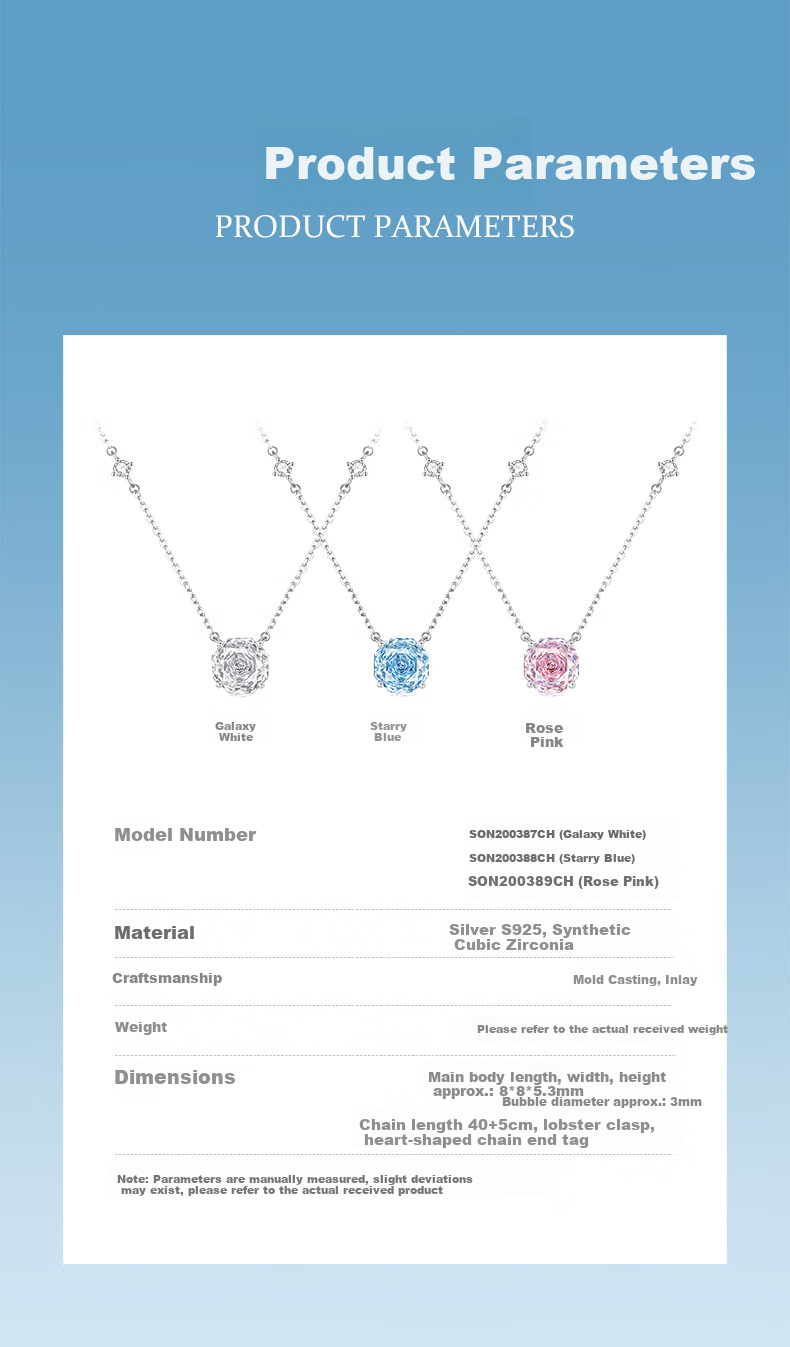 CHOW TAI SENG Rose Nebula S925 Silver Clavicle Necklace Moonlight White Birthday Gift for Girlfriend 4