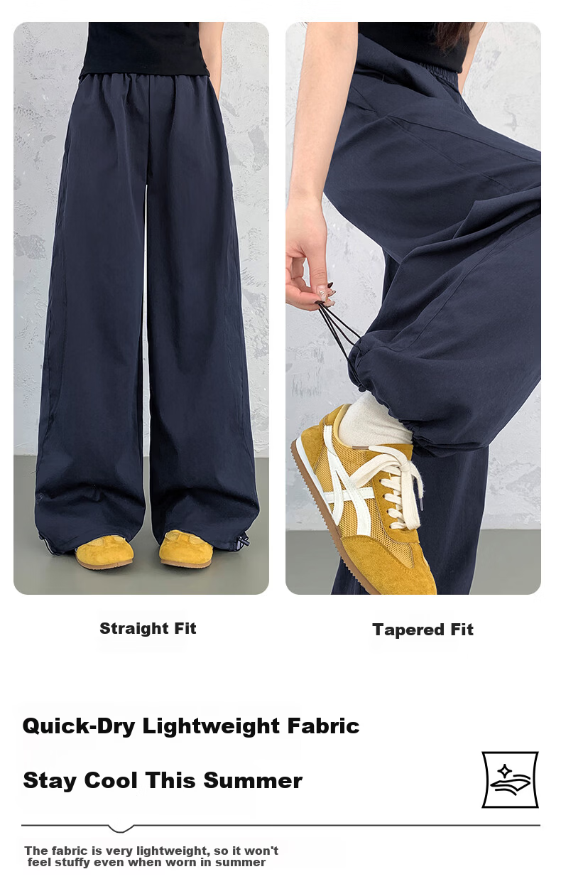 LangSha Quick-Dry Cargo Pants for Women, Spring And Summer Lightweight Style, 2026 Latest Straight-Leg Casual Versatile Wide-Leg Two-Way Tactical Sports Pants 14