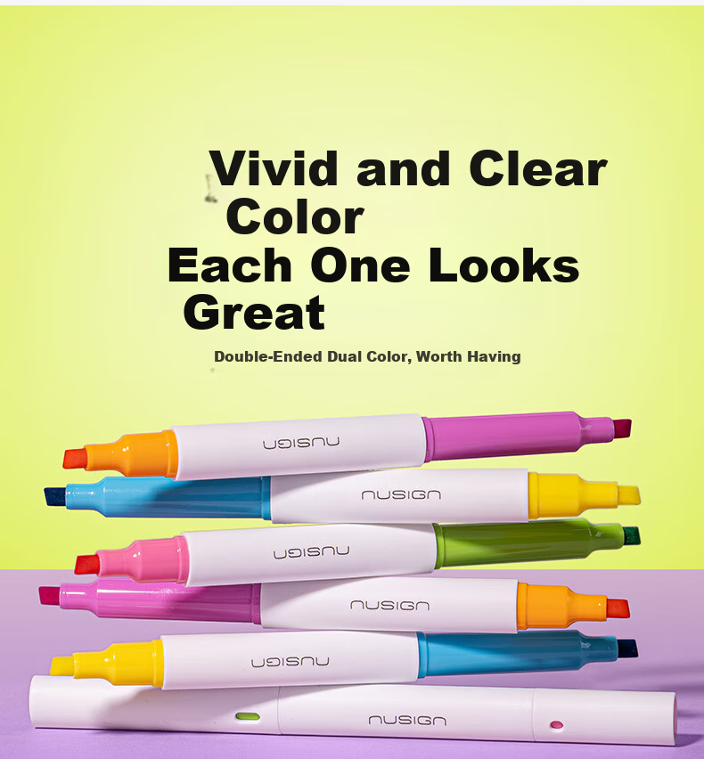 NUSIGN Dual-Ended Dual-Color Anti-Bleed Highlighter Pen Exam Review Key Point Marker 6 Colors 3-Pack NS720-1 Premium Brand by Deli 7