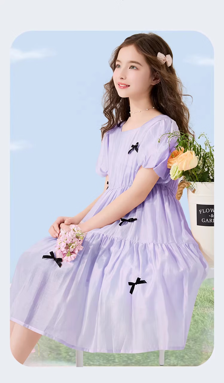 Disney Girls Summer Dress New Children's Princess Dress Large Kids Stylish Tencel Chiffon Dress EQ020 Pink 170 14