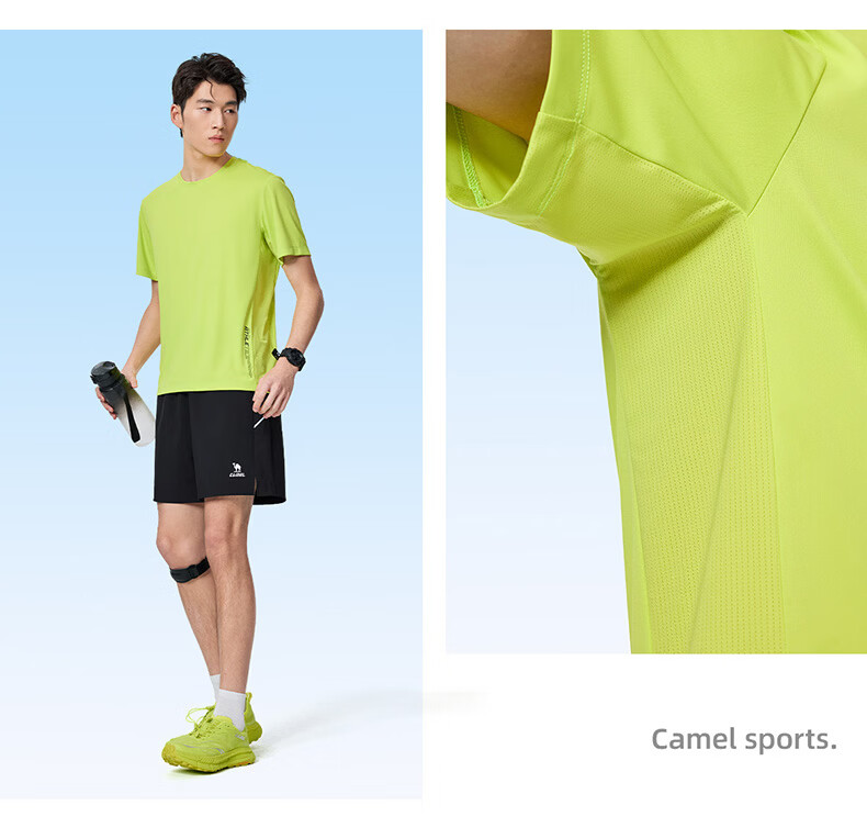 CAMEL Quick-Dry Sports T-Shirt Men Cooling Sun Protection Running Short Sleeve Top C16BAVL6021 Cold Moon Gray L 21