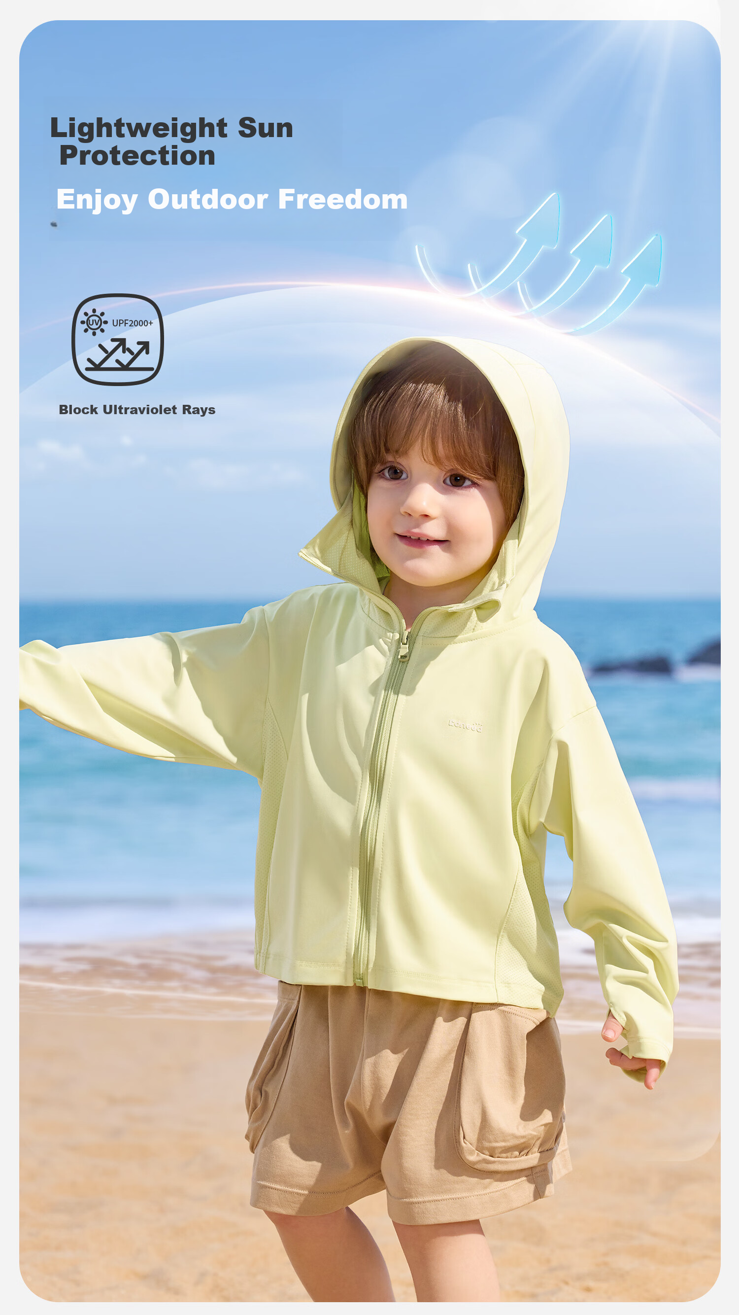 Kidsneed Kids Sun Protection Jacket Cooling Breathable Baby UV Protection Summer Hooded Coat for Boys and Girls 3