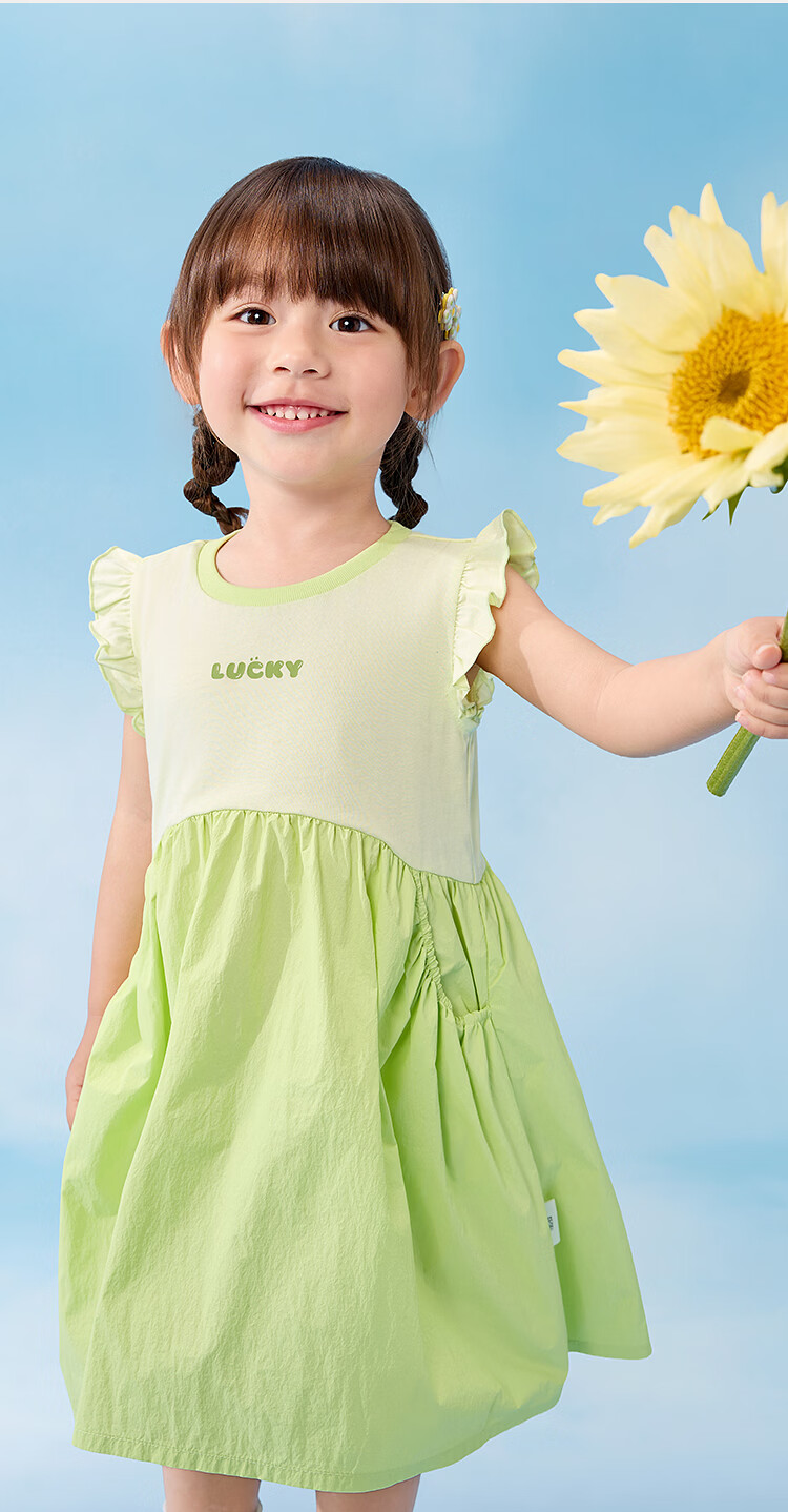 Balabala【balaOne】Kids Princess Dress Girls 2026 Summer Cute Bear 7