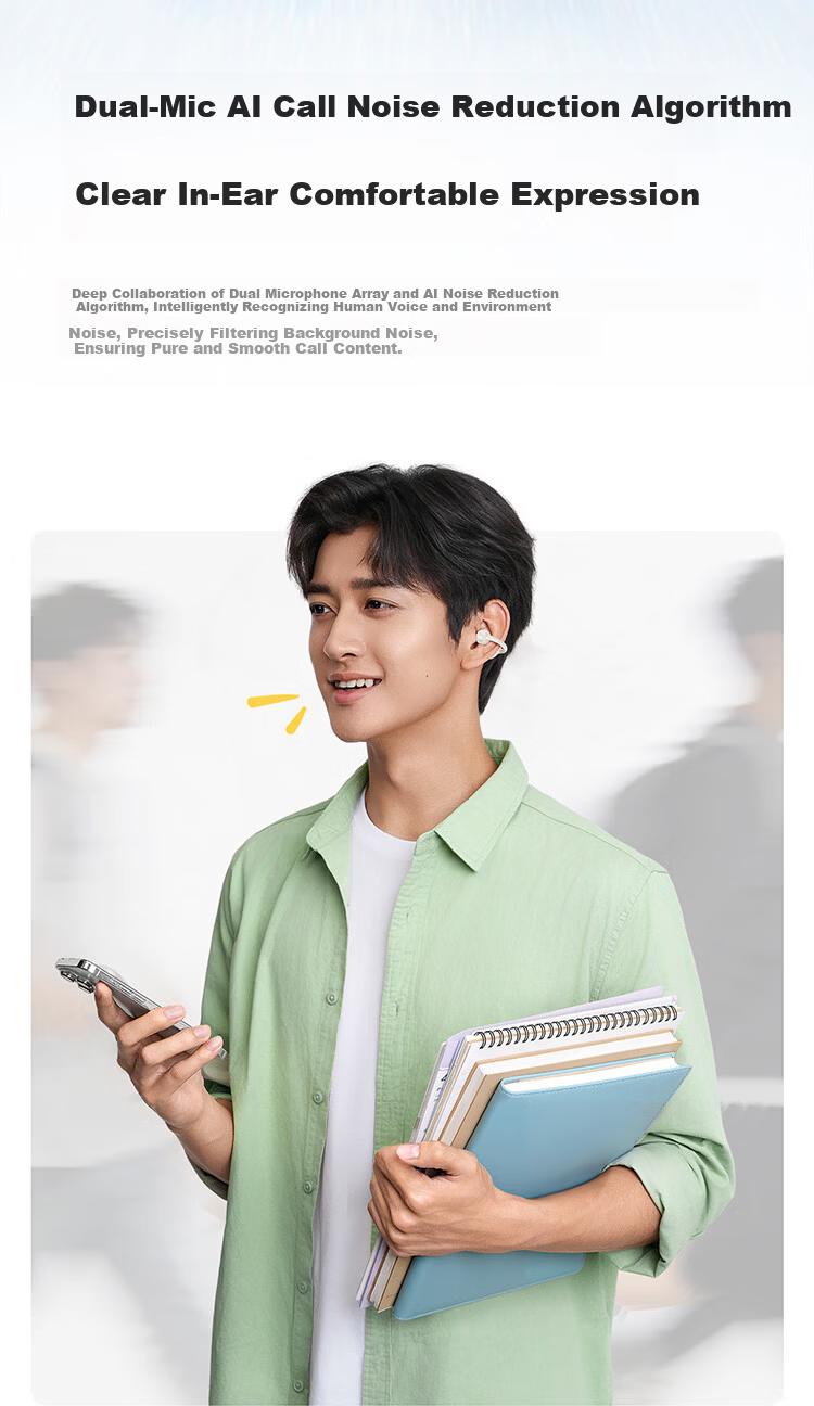 Baseus BC1 Lite 2026 Latest Bluetooth Ear Clip Open-Ear Sports Headset Long Battery Life Ear-Hanging Starry Blue 10