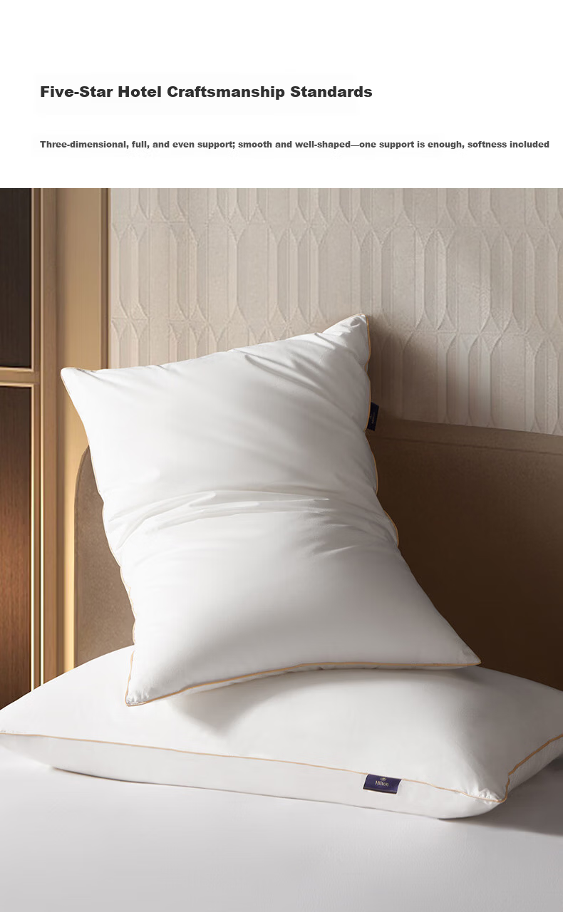 Hilton Hotel Pillow Deep Sleep Cervical Support Pillow Class A 60-Count Cotton Antibacterial Fiber Washable High Pillow 6