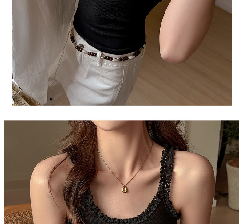 Modal Ribbed Cotton Camisole Tank Top for Women with Wheat Ear Lace Trim Slim Fit Basic Outerwear in Beige 18