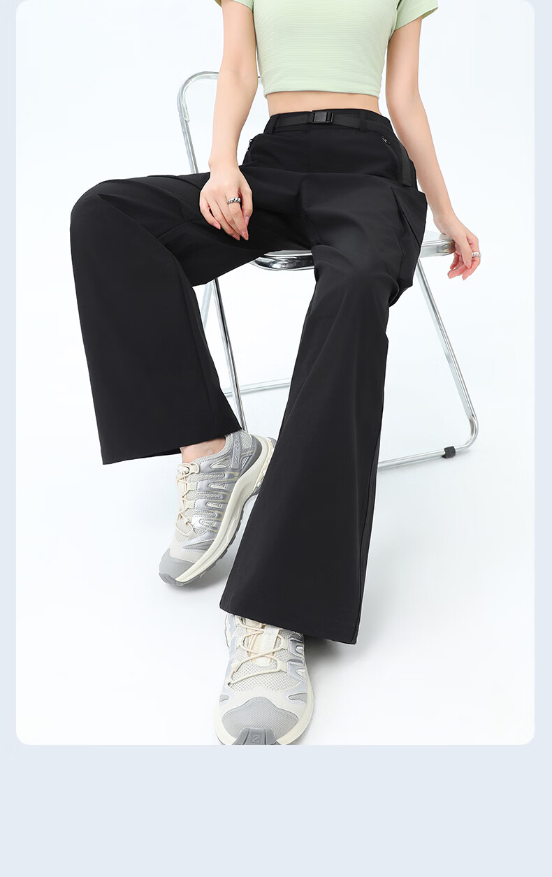 Langsha Women's Outdoor Quick-Dry Work Pants 2026 Summer Straight Loose Wide-Leg Sun-Protective Water-Repellent Casual Military Hiking Pants 29