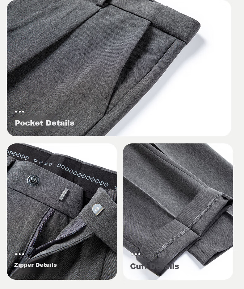 ROMON [Wrinkle-Resistant And No-Iron] Men's Dress Pants, New Style for Young And Middle-Aged Men, Straight-Leg Loose Business Cargo Trousers, Casual Pants for Me 8