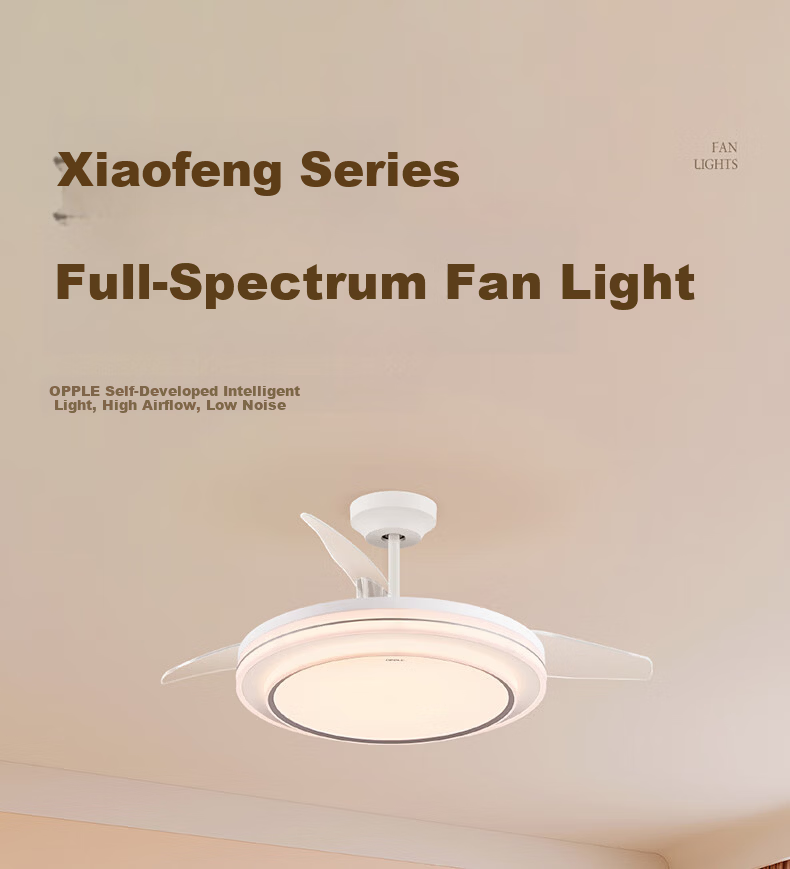 OPPLE Fan Light, Ceiling Fan Light with Remote Control, Integrated LED Lighting, Ra95, Dining Room And Bedroom Light, Kitchen Ceiling Fan Light, 48 Watts, Xiaofeng 1