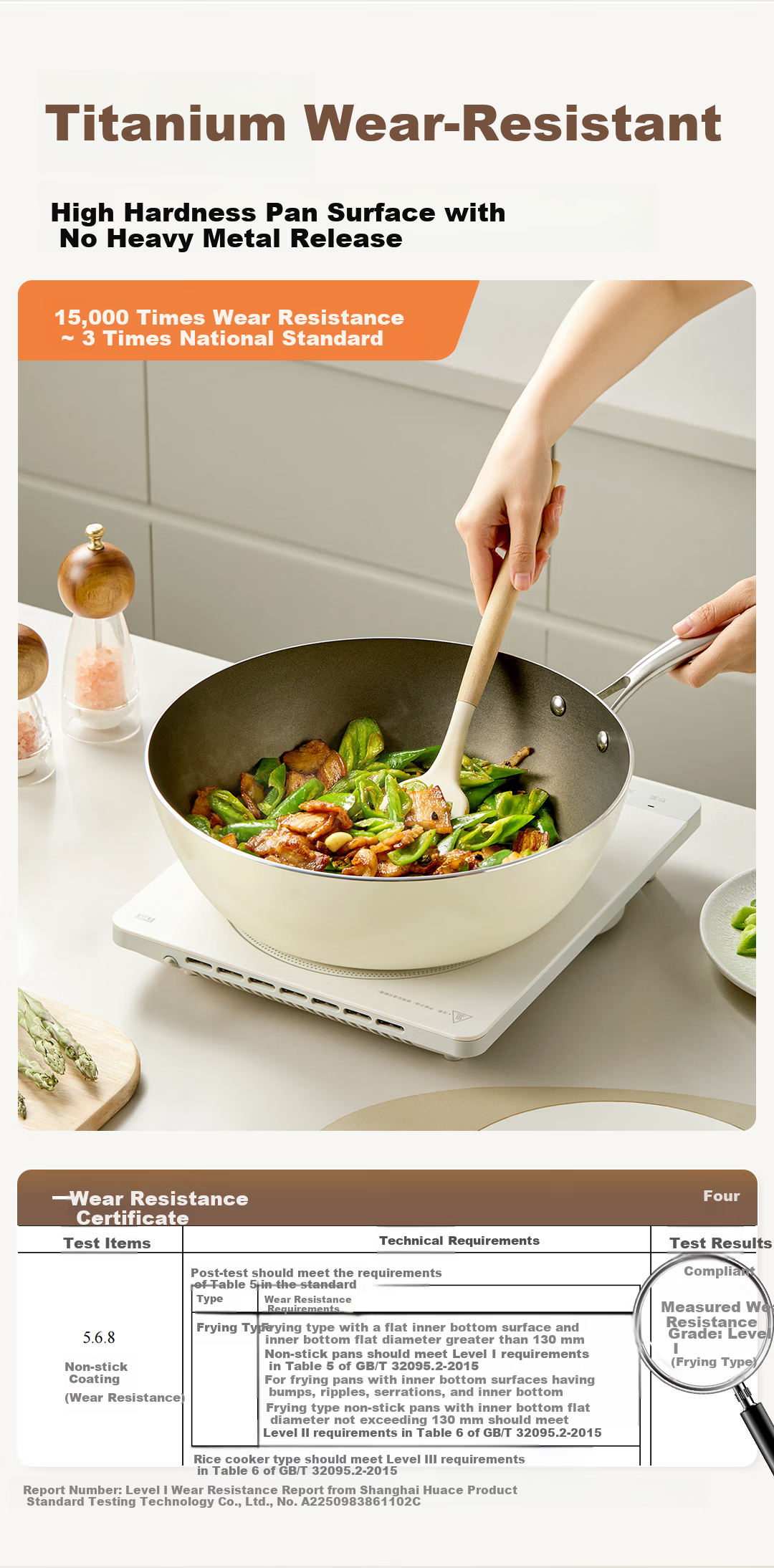 Midea Non-Stick Titanium Wok 30cm Flat Bottom Frying Pan Compatible with Induction Cooker 5