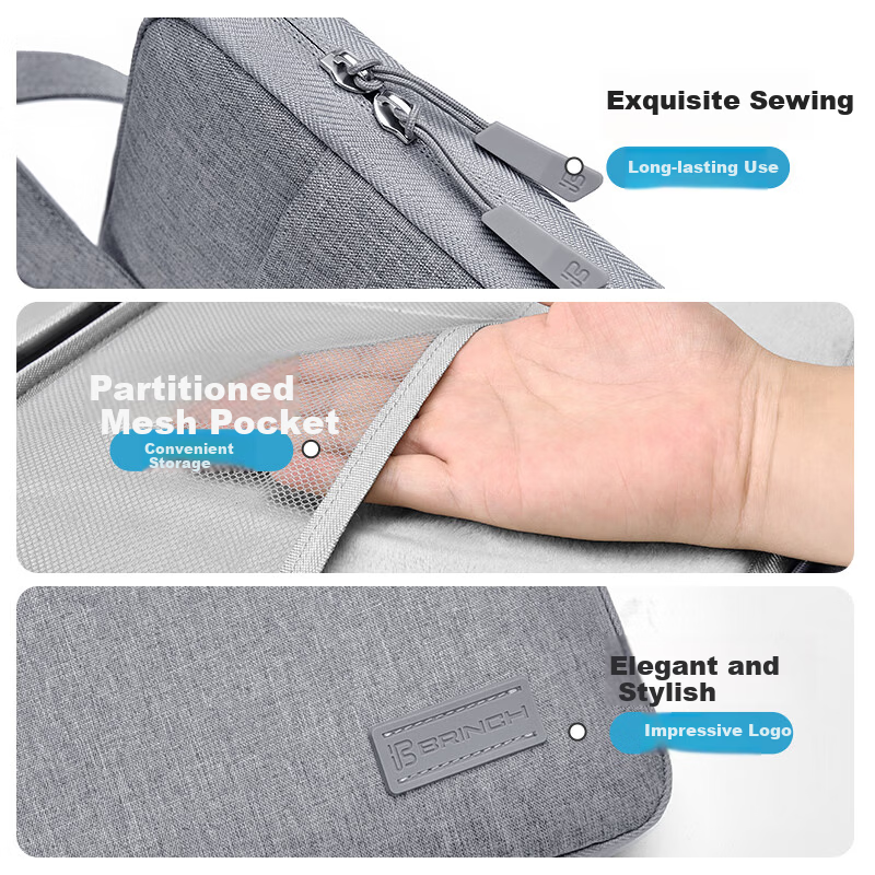 BRINCH Full-Open Laptop Bag 12/13.3 Inch Unisex Business Lightweight Notebook Case