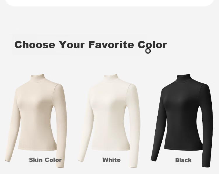 Miiow Modal Women's Slim Fit Semi-High Neck Stretchy Long Sleeve Base Layer Top Nude Feel 16