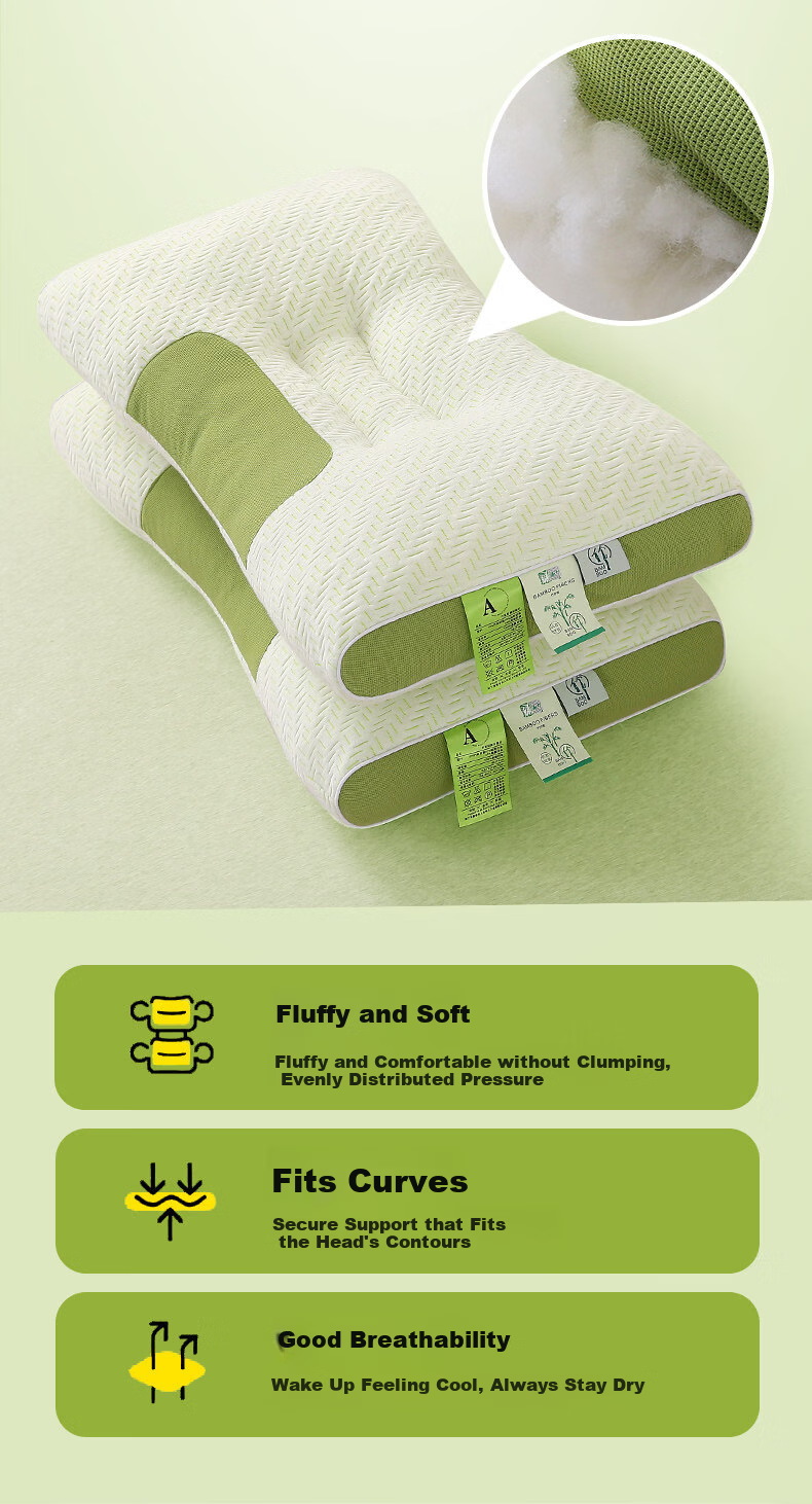 J.Sir Class A Baby-Grade Pillow High Pillow Core Deep Sleep Non-Collapsing Non-Deforming Bamboo Fiber Neck Support for Hotel and Home Use 9