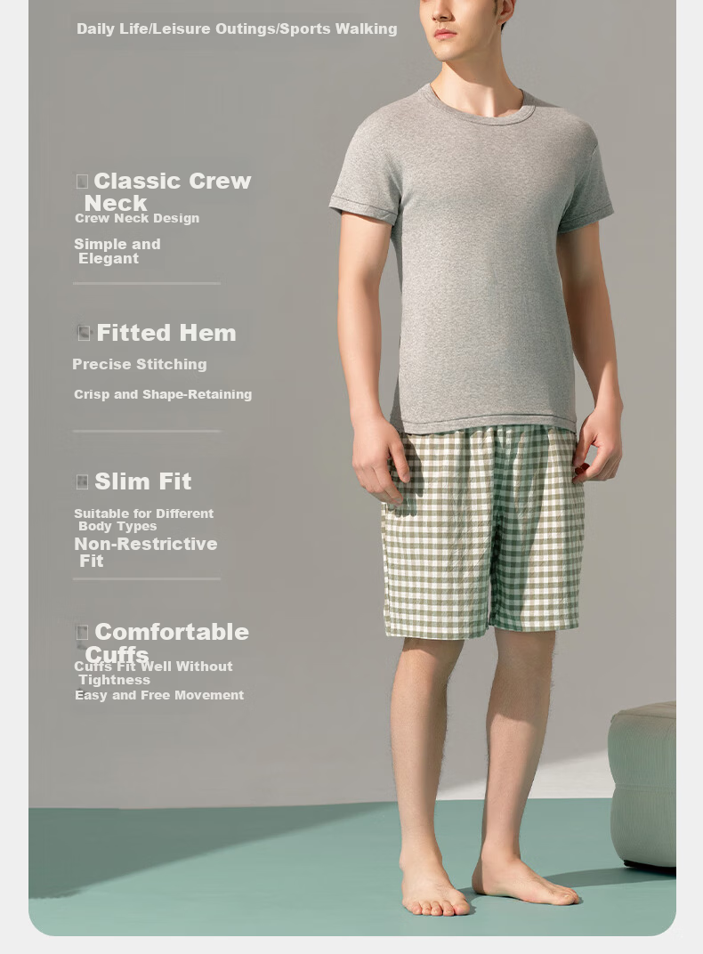 Yiershuang [Class A Baby Cotton 10A Antibacterial] 100% Cotton Short Sleeve Men's Basic T-Shirt Undershirt 5