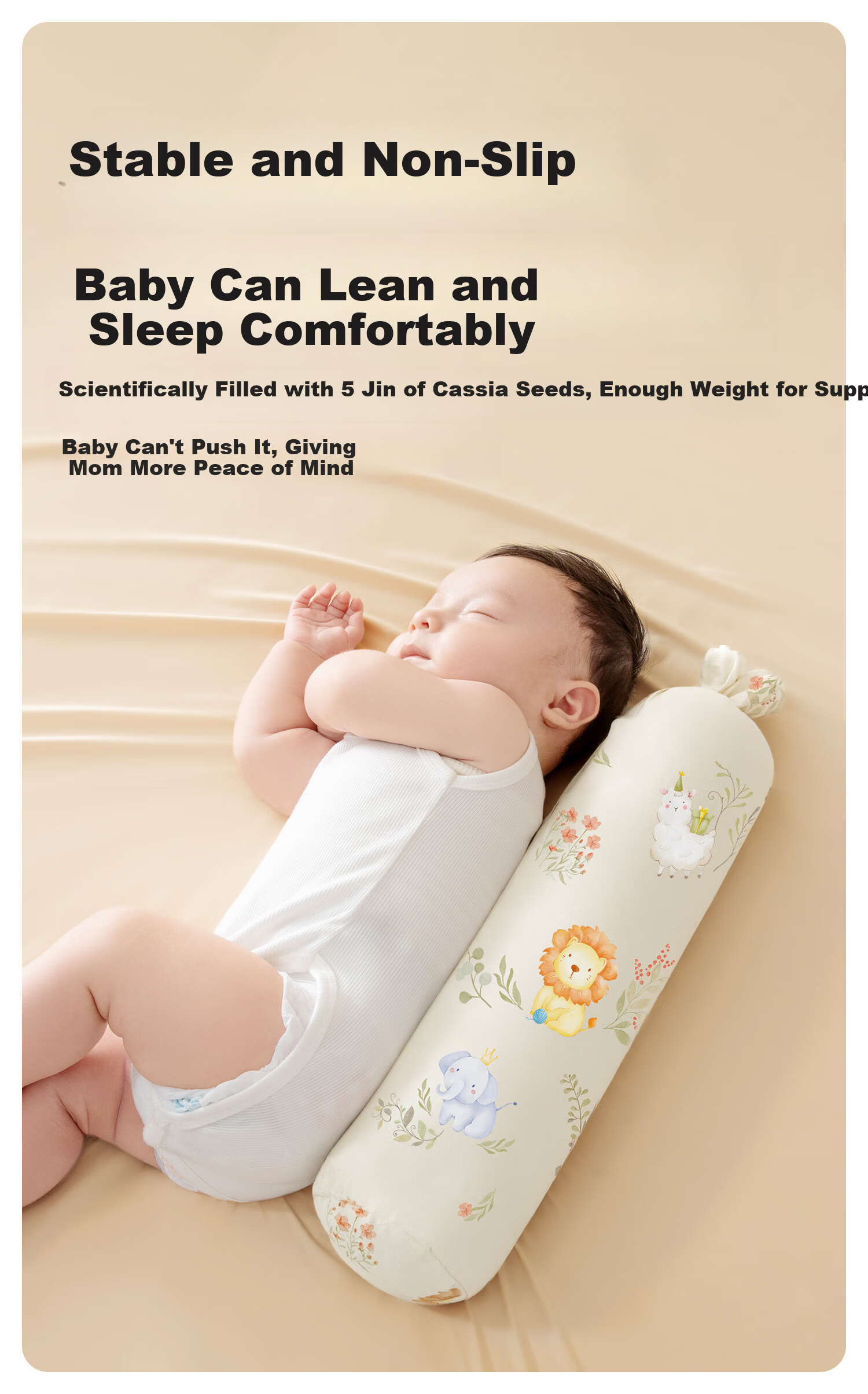 More Rabbit Baby Side Sleeping Support Pillow 0-6 Months Shaping Pillow Anti-Reflux and Turning Pillow for Infants 5