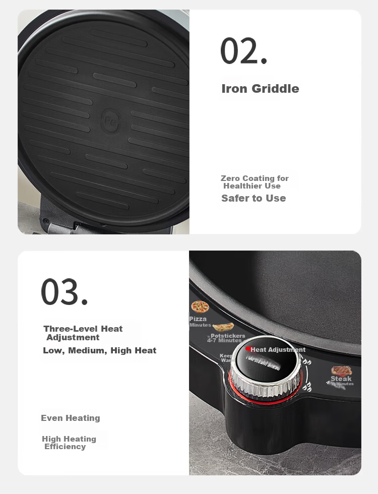 Liven Stainless Steel Electric Griddle for Home Use, Non-Coated, 38mm Deep, 1800W Double-Sided Heating, Pancake Maker, Uncoated Electric Frying Pan, Breakfast Machine LR-B3097 19