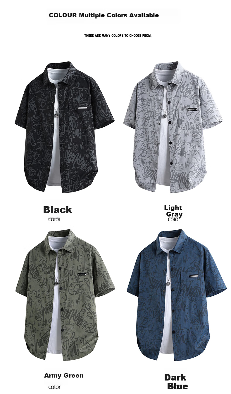 Number One Youth Men's Summer Short Sleeve Shirt Ice Silk Cooling Loose Fit Plus Size Black 4XL 1