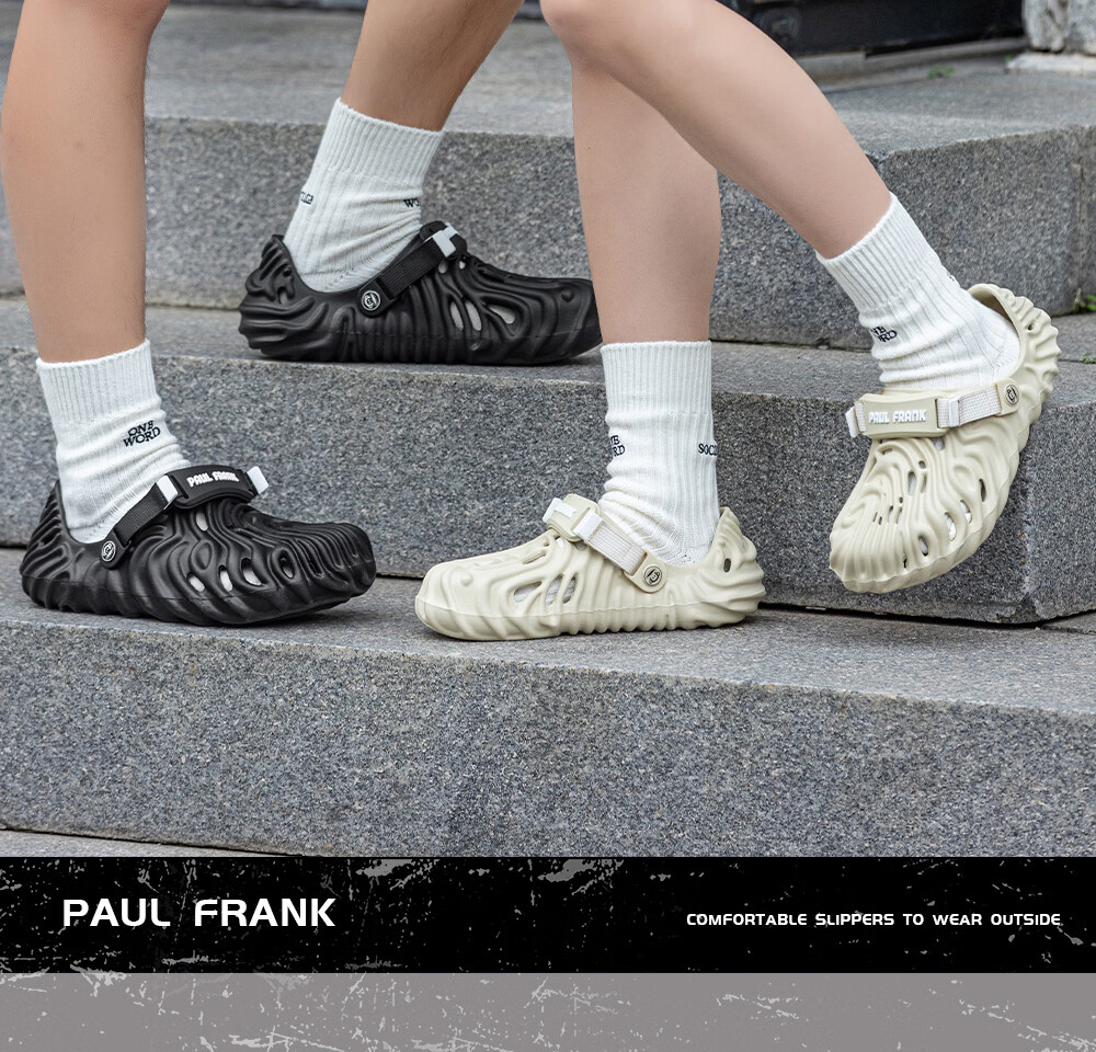 Paul Frank Head Hole Sandals Beach Shoes Outdoor Men’s Water Shoes River Trekking Shoes Home Slippers Black Size 44-45 2