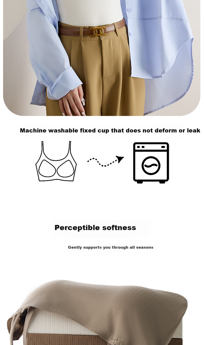 Langsha Women's Camisole with Chest Pad Summer Ice Silk Bra-Free Outerwear Inner Wear Seamless Back Bra Top 8