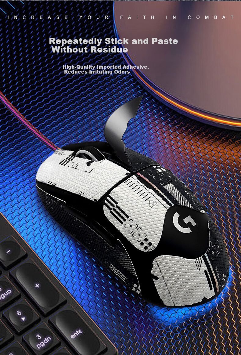JPLAYER Suitable for GPW First And Fourth Generation Zhuque Mouse Anti-Slip Sticker, Sweat-Resistant Side Adhesive, Logitech GPW1 Gaming Wireless Mouse Sticker, Frosted Anti-Sweat Auspicious Cloud Pattern Full Coverage 6