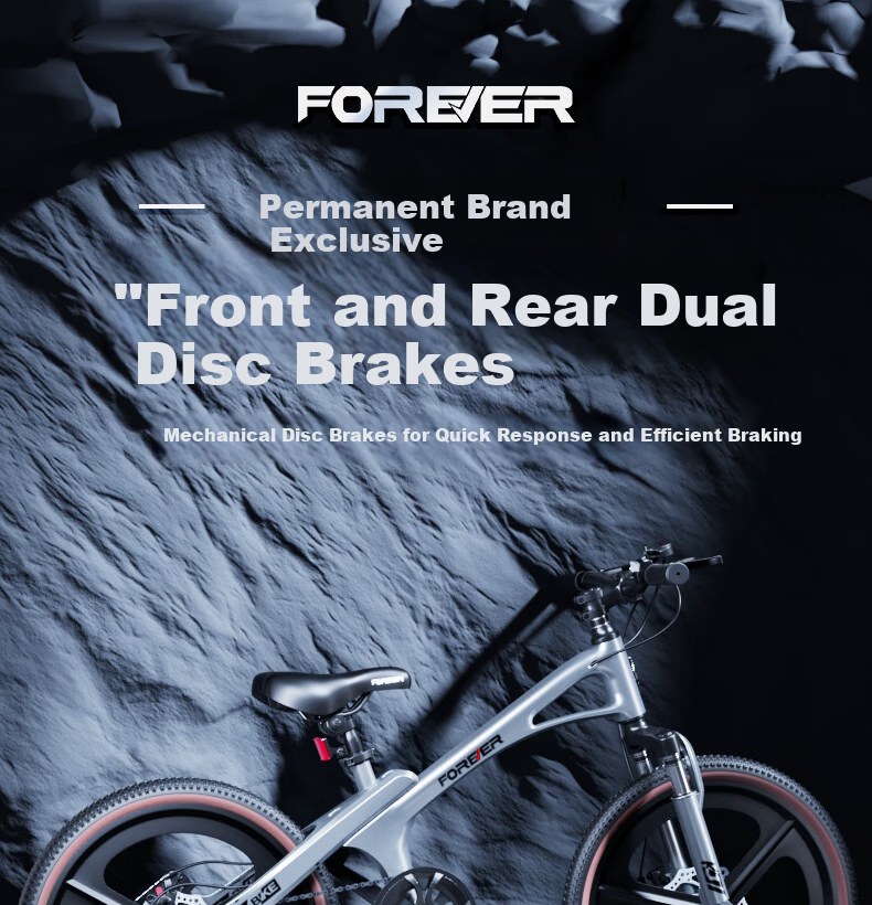 FOREVER Children's Bicycle for Older Kids 6-12 Years Old, Magnesium Alloy Gears Mountain Bike for Boys And Girls, Student Bike, 20-Inch Silver Color 10