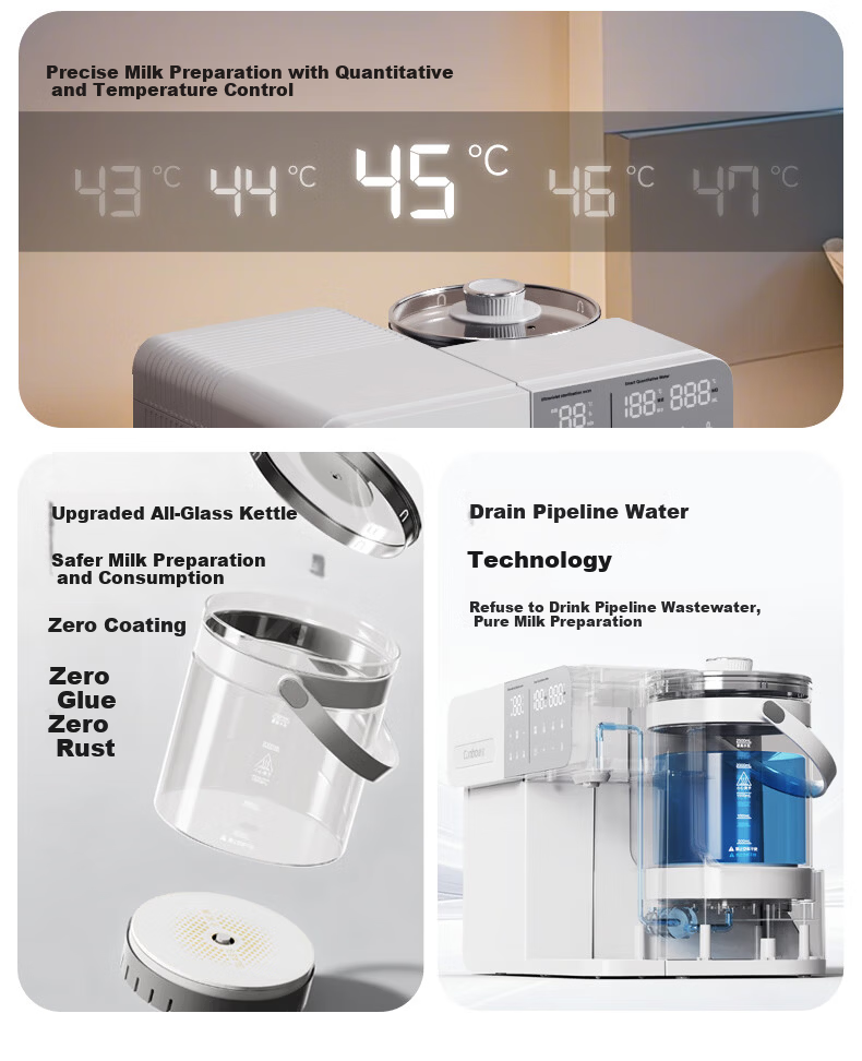 Canbo Baby Bottle Sterilizer Cabinet Glass Thermostatic Kettle Sterilizer Milk Warmer 2-in-1 Feeding Station 2