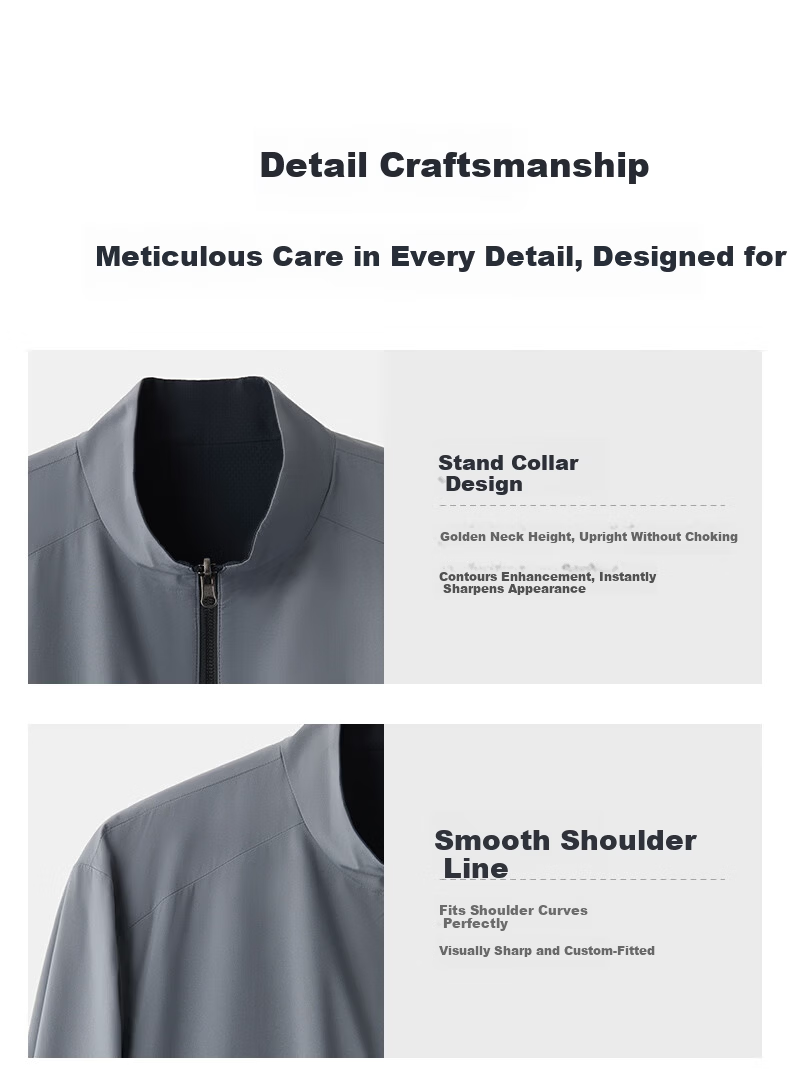 Goldlion [Reversible] 26 Spring Summer Men's Jacket Stand Collar Cloud-Feel Comfortable Commuter Casual Coat Dark Gray 2XL 12