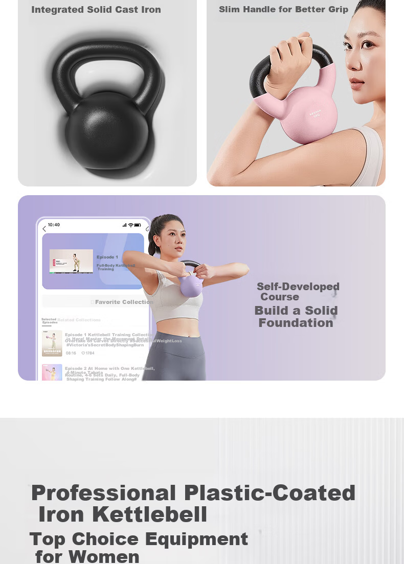 Lexi Cast Iron Kettle Bell Solid Dumbbell Home Fitness Equipment Hip Lift Ivory White 8kg 3