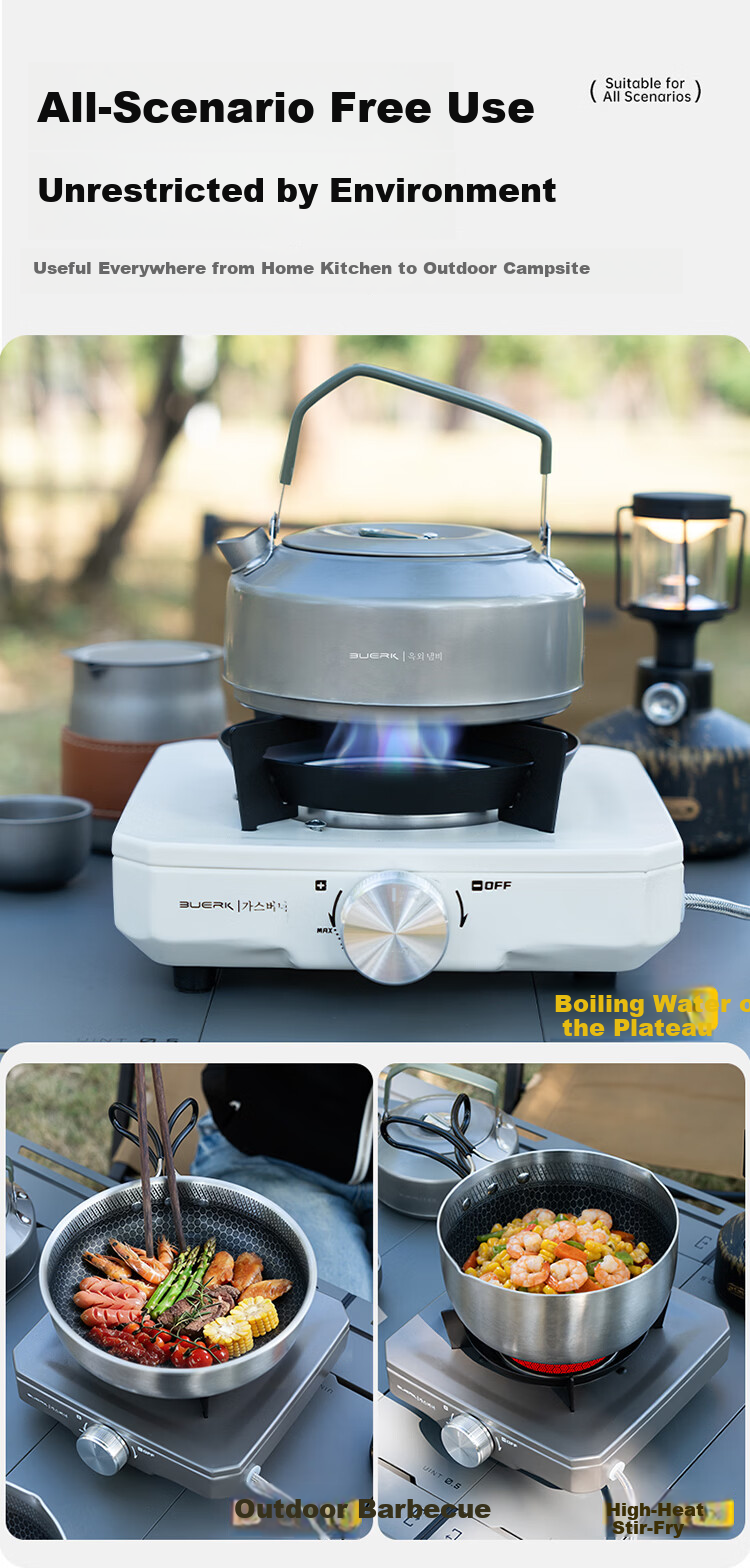 BUERK New Stable Pressure Cassette Stove Portable Outdoor Split Gas Tea Cooking Stove Camping Equipment Black 9kW 13